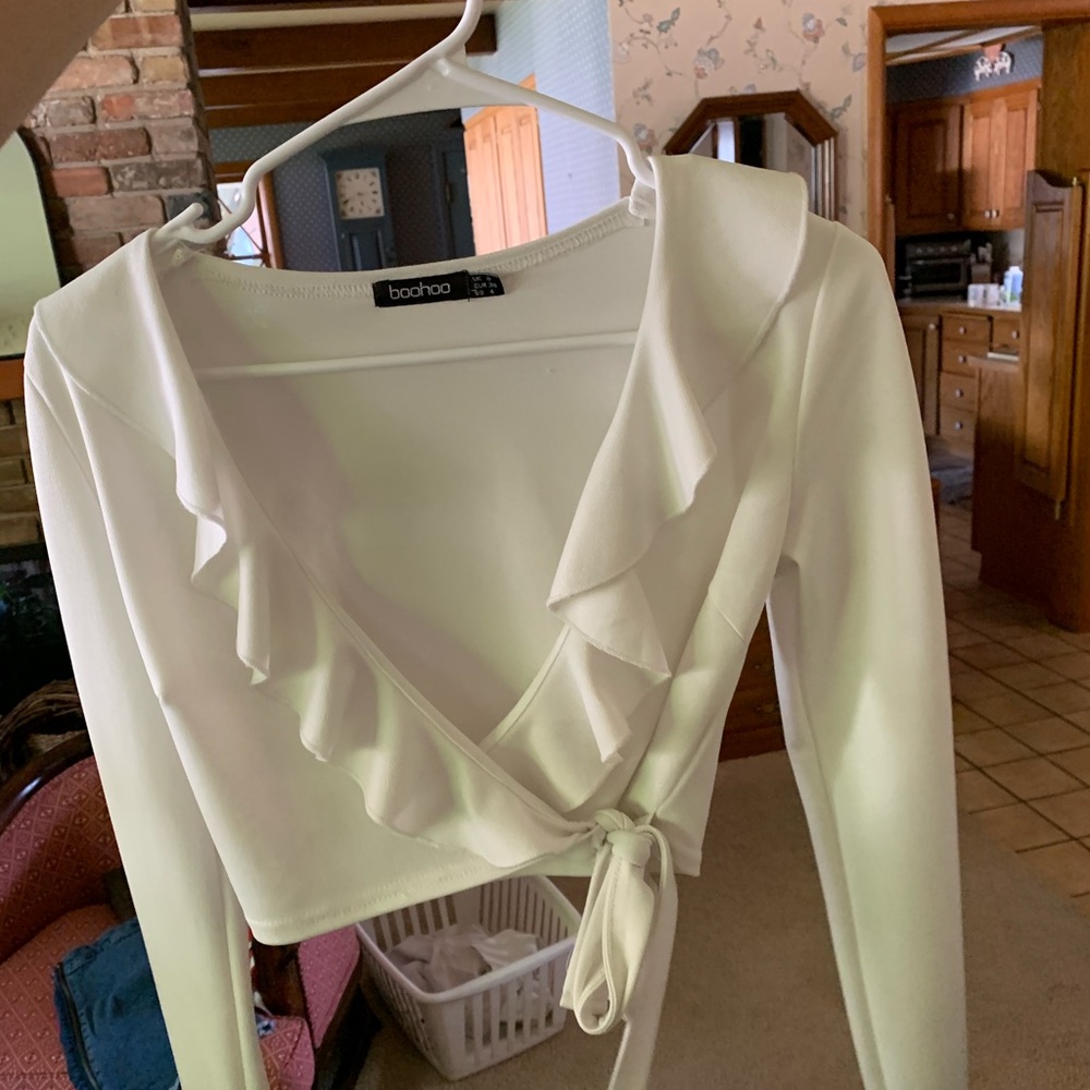 White cross over dress shirt